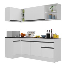Armário de Cozinha Compacta de Canto com Rodapé Veneza Multimóveis Mp2093.964 Branco/preto - 3
