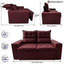 Ver imagem 2 de Sofá Retrátil e Reclinável 1.50m Cama Inbox Smal com Bordado Pantográfico Suede Vinho