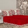 Colcha Casal Queen Íris Floral Vermelha 05 Peças - 1