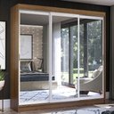 Ver imagem 1 de Guarda-Roupa Casal Madesa Istambul 3 Portas de Correr de Espelho 3 Gavetas Rustic/Branco Cor:Rustic/
