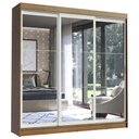 Ver imagem 2 de Guarda-Roupa Casal Madesa Istambul 3 Portas de Correr de Espelho 3 Gavetas Rustic/Branco Cor:Rustic/