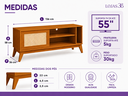 Ver imagem 6 de Rack para TV Tela Rattan até 55 Polegadas com 1 Porta Deslizante 136cm Palha Indiana Cedro