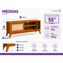 Ver imagem 6 de Rack para TV Tela Rattan até 55 Polegadas com 1 Porta Deslizante 136cm Palha Indiana Cedro