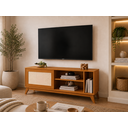Ver imagem 2 de Rack para TV Tela Rattan até 55 Polegadas com 1 Porta Deslizante 136cm Palha Indiana Cedro