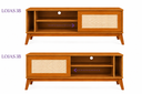 Ver imagem 4 de Rack para TV Tela Rattan até 55 Polegadas com 1 Porta Deslizante 136cm Palha Indiana Cedro