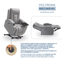 Ver imagem 5 de Poltrona do Papai Reclinável Elétrica com Elevação Massagem e Aquecimento Corino Cinza Claro