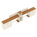 Ver imagem 2 de Conjunto de Escritório Noruega 1 Livreiro 2 Buffet e 2 Mesas 90cm - Via Nossa - Off White e Cedro