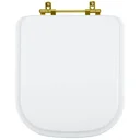 Ver imagem 1 de Assento Sanitário Quadra Branco Para Bacia Deca Com Ferragem Dourada