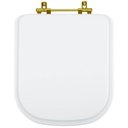 Ver imagem 1 de Assento Sanitário Poliester Quadra Branco Ferragem Dourada para Vaso Deca