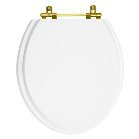 Assento Sanitário Poliester Spot Branco com Ferragem Dourada para vaso Deca