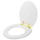 Ver imagem 3 de Assento Sanitário Poliester Spot Branco com Ferragem Dourada para vaso Deca