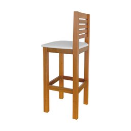 Conjunto 4 Banquetas Alta Laguna Mel Base em Madeira Maciça Assento Estofado Branco - 3 Conjunto 4 Banquetas Alta Laguna Mel Base em Madeira Maciça Assento Estofado Branco - 3