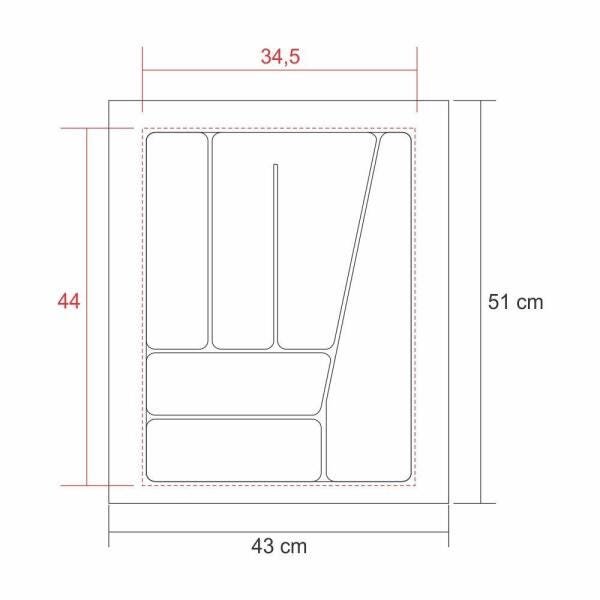 Divisoria De Talheres Para Gavetas De Cozinha - 10176 - Branca - 34,5 x 44cm a 43 x 51cm - 3