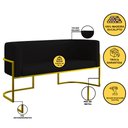 Ver imagem 3 de Kit 2 Poltronas + Sofá 2 Lugares Base de Metal Gold Veludo Cor:preto