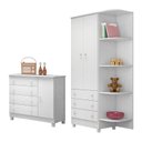 Ver imagem 1 de Jogo de Quarto Doce Sonho Guarda Roupa 2 Portas e Cômoda 1 Porta Branco com Pés - Qmovi