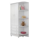 Ver imagem 2 de Jogo de Quarto Doce Sonho Guarda Roupa 2 Portas e Cômoda 1 Porta Branco com Pés - Qmovi