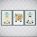 Ver imagem 2 de Kit 3 Quadros Tema Safari Infantil Seja Feliz 45x34cm - com Vidro:madeira Preta
