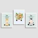 Ver imagem 1 de Kit 3 Quadros Tema Safari Infantil Seja Feliz 45x34cm - com Vidro:madeira Preta