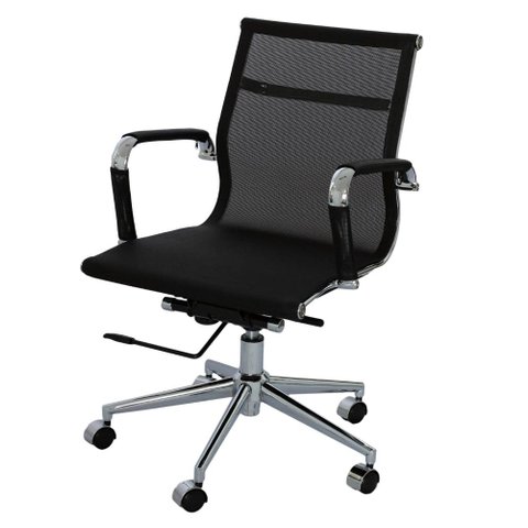 Cadeira Eames Telinha Baixa Preta Cromada - 15180