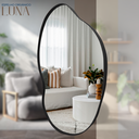 Ver imagem 5 de Espelho Orgânico Luna 70x50cm Moldura Couro Ecológico Decorativo Banheiro Sala:Preto