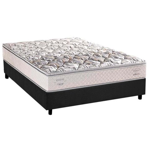 Cama Box Casal: Colchão Espuma Herval Ergoplus/ep + Base Crc Suede Gray(138x188)
