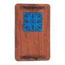 Ver imagem 1 de Kit 2 Bandeja de Madeira Grande Decorativa Café da Manhã Top Cor:azulejo Azul