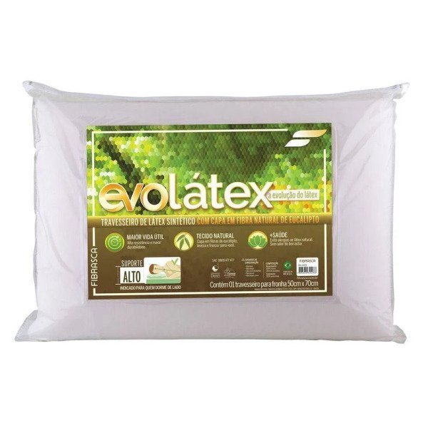Travesseiro Fibrasca Evolátex Alto com Fibra de Eucalípto 50x70
