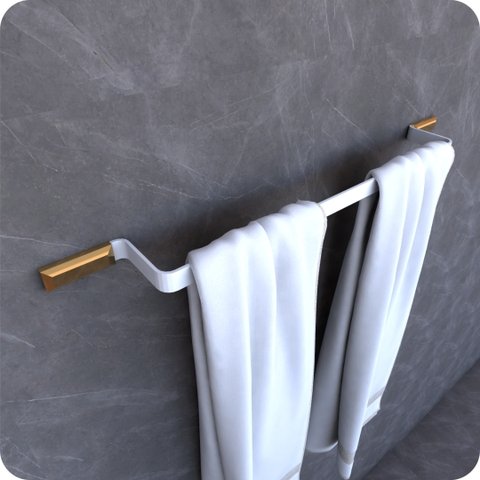 Suporte Porta Toalhas De Banho Branco e Gold Empire