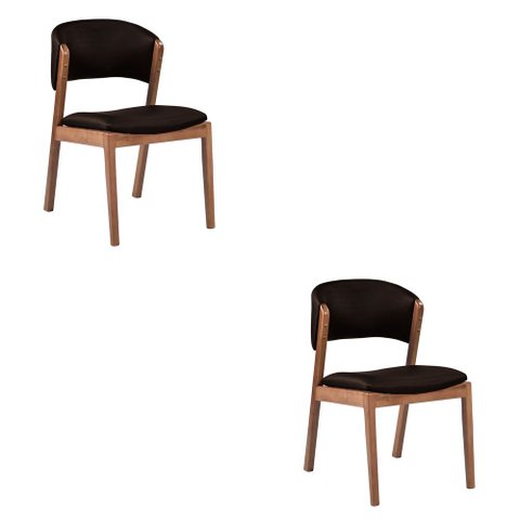 Kit 2 Cadeiras Decorativa Sala de Jantar Luxo Luna Facto Marrom - Mozzelar