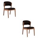 Ver imagem 1 de Kit 2 Cadeiras Decorativa Sala de Jantar Luxo Luna Facto Marrom - Mozzelar