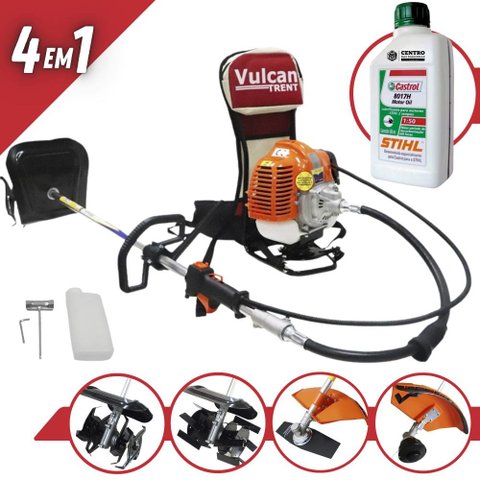 Máquina de Cortar Grama Á Gasolina Vulcan Vrc430 Roçadeira Multifuncional 4 em 1 + Óleo Stihl 2t