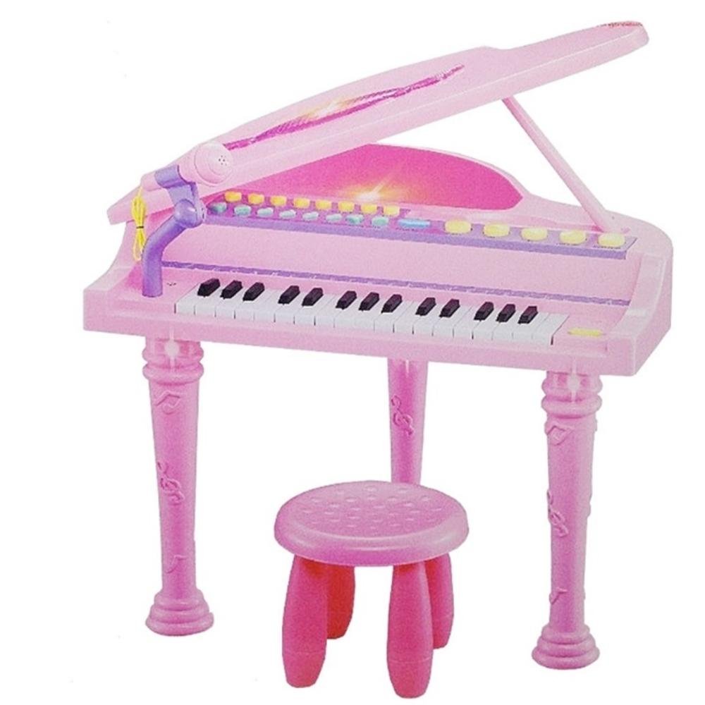 Teclado Infantil Musical Piano Dinossauro Brinquedo Bebê Didático Rosa