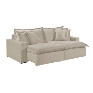 Sofá 2 Lugares Retrátil com Encosto Fixo Linho M-145 Martins Creme