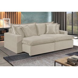 Sofá 2 Lugares Retrátil com Encosto Fixo Linho M-145 Martins Creme - 2