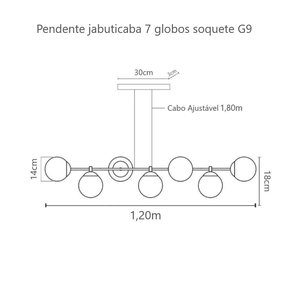 Pendente Jabuticaba Preto 1,20m Mesa Sala de Jantar Bancada - ÂMBAR - 2