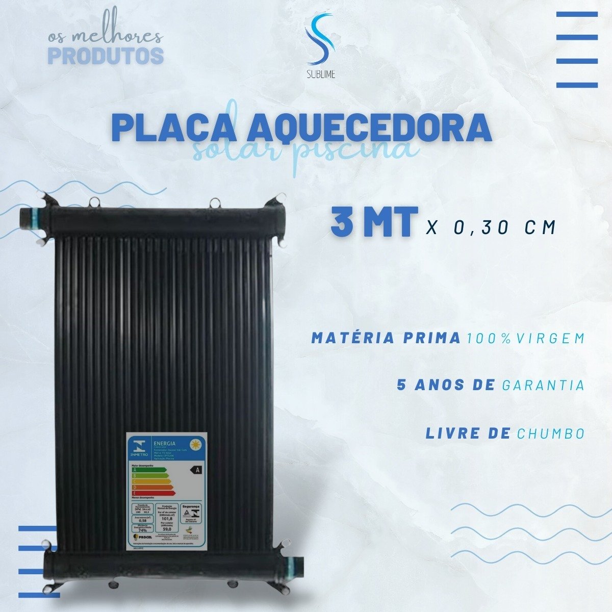 7 Placas 3mt - Aquecedor Solar Piscinas - 6m²/8.500 Litros - Marca Ts Solar - 2