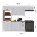 Ver imagem 3 de Cozinha Modulada 4 Peças Torre Quente Balcão com Tampo 2 Aéreos 100% MDF com Rodapé Bari Branca