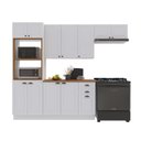 Ver imagem 2 de Cozinha Modulada 4 Peças Torre Quente Balcão com Tampo 2 Aéreos 100% MDF com Rodapé Bari Branca