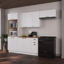Ver imagem 1 de Cozinha Modulada 4 Peças Torre Quente Balcão com Tampo 2 Aéreos 100% MDF com Rodapé Bari Branca