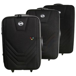 Kit Conjunto Jogo Malas Viagem Village Grande Média Pequena - Preto