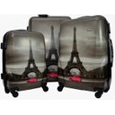 Ver imagem 1 de Kit Conjunto Mala Viagem Torre Eiffel 360 Abs Rígida G M P - Cinza