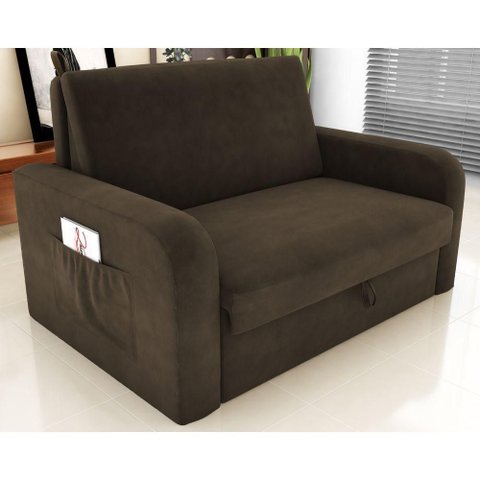 Sofá Cama Vicenza 2 Lugares 140cm Cappuccino Suede Matrix