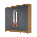 Ver imagem 5 de Guarda Roupa Casal Estilo Nobre Superagui 8 Portas de Bater 4 Gavetas Internas MDP Freijó-Cinza