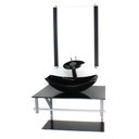 Ver imagem 1 de GABINETE DE VIDRO PARA BANHEIRO 60CM AC CUBA OVAL CHANFRADA PRETO FULL