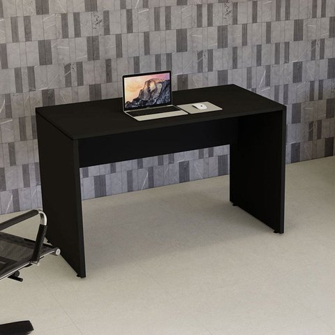 Mesa Escrivaninha Retangular X Escritório Pé Painel com Passa Cabos 120cm Executive Preto
