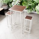 Ver imagem 1 de Conjunto Mesa Alta Bar Bistrô 2 Bancos Imbuia Industrial Botequim White Don Castro Decor