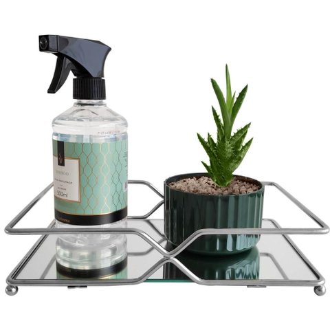 Bandeja Espelhada para Perfumes Decoração Banheiro Lavabo Cr