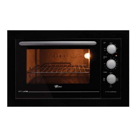 Forno de Embutir Elétrico Fischer Fit Line 48l com Timer e 3 Funções Preto 127v