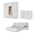 Ver imagem 2 de Kit Guarda Roupas 3 Portas, Cama Casal e Complementos de Quarto Araçá CabeCasa MadeiraOriginals Branco
