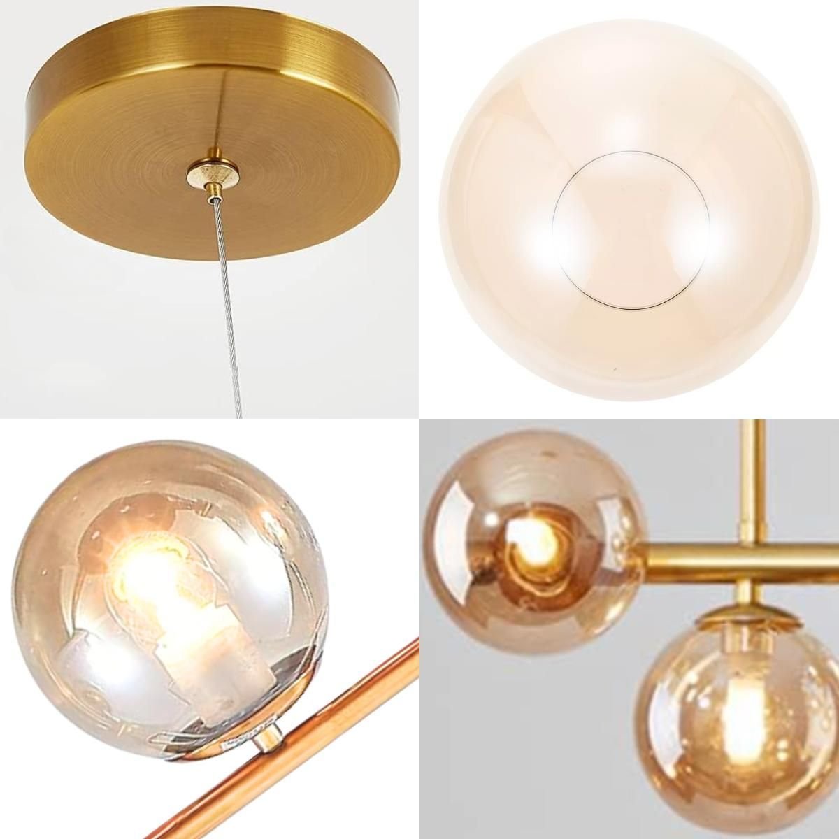 Luminária Lustre 8 Globos 128cm X 118cm Jabuticaba Pendente Teto Gimpo Kjdd-e-544-gold-amber-8 - 9